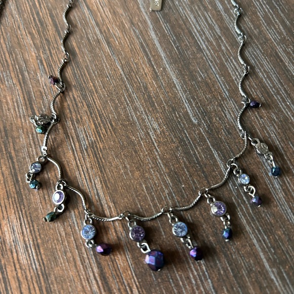 1928 brand necklaces blue & Purple Crystals gunmetal hardware - Picture 10 of 17